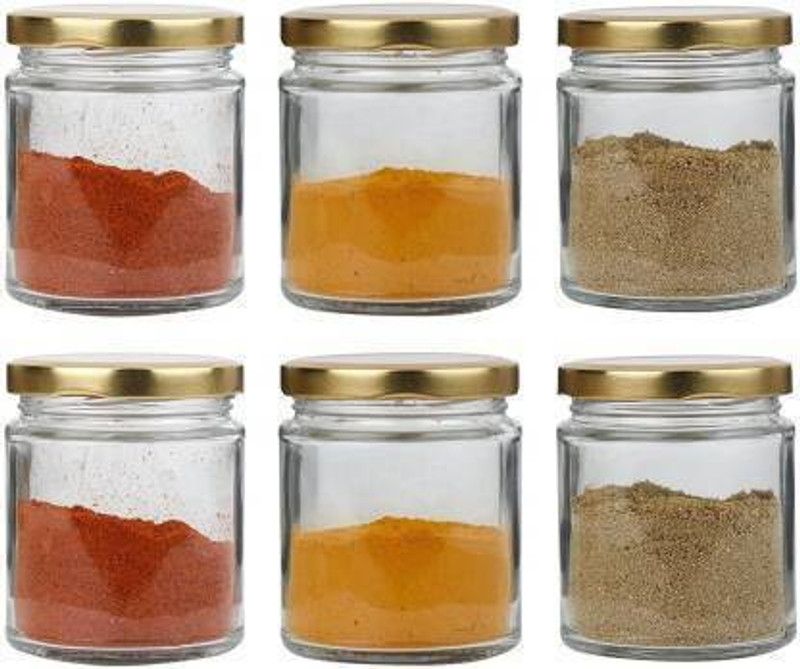 Dreamy Designs Glass Tea Coffee & Sugar Container - 200  (Pack of 6, Clear, White)