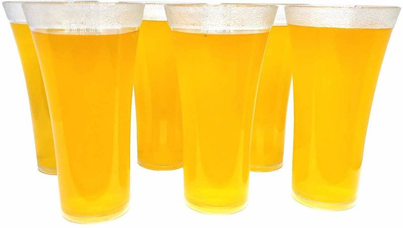 Kanha (Pack of 6) Plastic Polycarbonate Pilsner Frosted Drinking Glasses for Water Juice for Dining Table Home Kitchen, Party, Restaurant (300 ml) - Pack of 6 Glass Set Water/Juice Glass  (300 ml, Plastic, Clear)