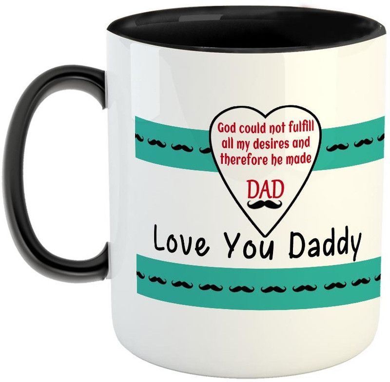 FABTODAY Love You Daddy Coffee - Best Gift for Dad on Birthday/Father's Day - Color - Black Ceramic Coffee Mug  (350 ml)