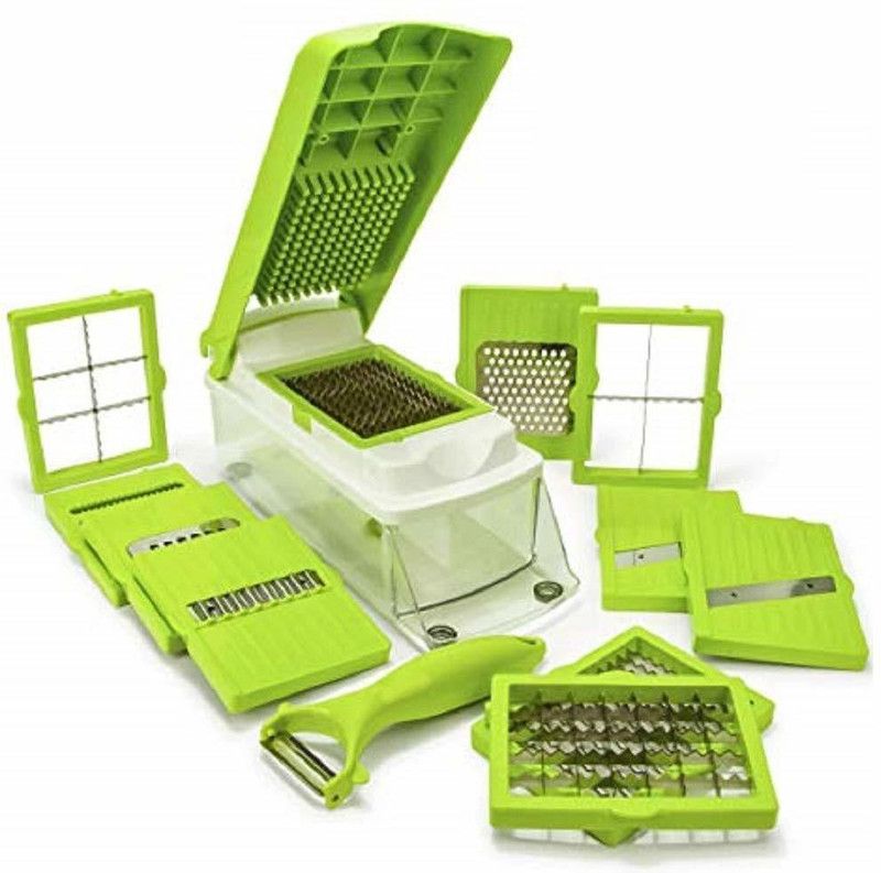 shopzone Chopper Scissor Combo 12 in 1 Vegetable and Fruit Chipser Grater Vegetable & Fruit Grater & Slicer  (12in 1 chopper with accessories, 1peeler)
