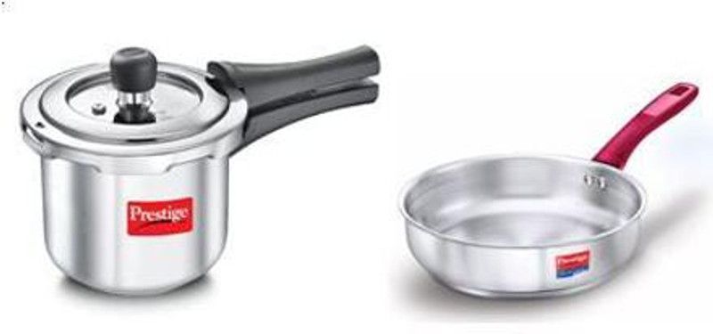 Prestige Svachh Deluxe Alpha Stainless Steel Cooker and Fry Pan Induction Bottom Pressure Cooker 3 L Induction Bottom Pressure Cooker  (Stainless Steel)