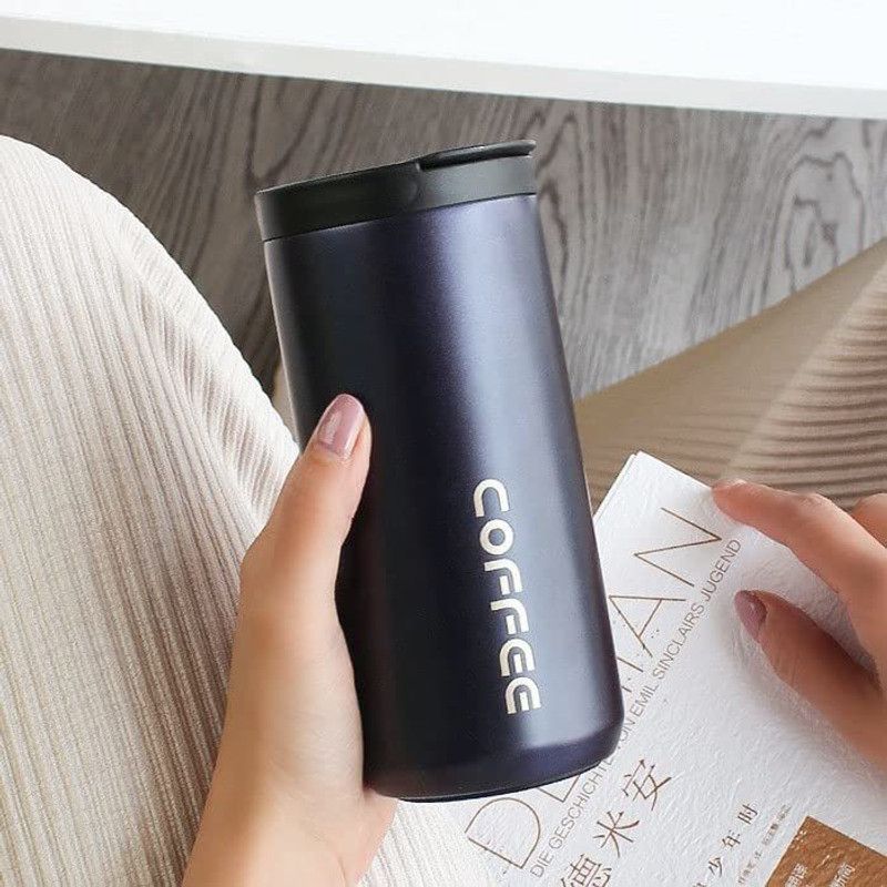 XXSSIER Travel Vacuum Insulated Tea Coffee Thermos Hot and Cold Flask Tumbler Sipper 350 ml Flask  (Pack of 1, White, Steel)