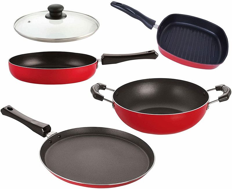 NIRLON Non Stick Aluminium Cooking Set -32mm_GP22_KD14_FP13_FT12_1GLID Non-Stick Coated Cookware Set  (Aluminium, 5 - Piece)
