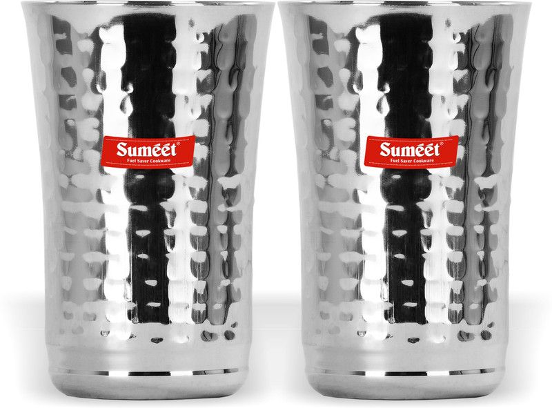 Sumeet (Pack of 2) MTLASSI2PC Glass Set Water/Juice Glass  (600 ml, Steel, Steel)