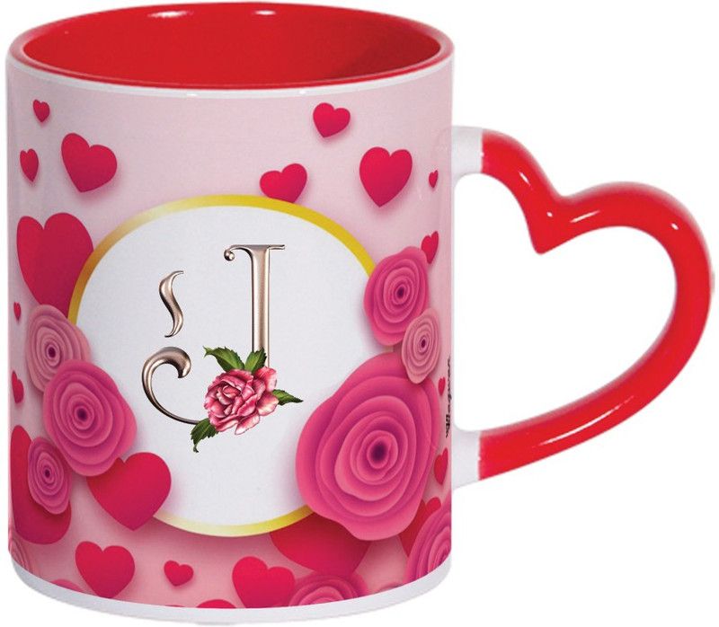 Wagwan Letter J Alphabet Best Gift for Girlfriend Boyfriend Husband Wife on Valentine's Day Special Mg662 Ceramic Coffee Mug  (350 ml)