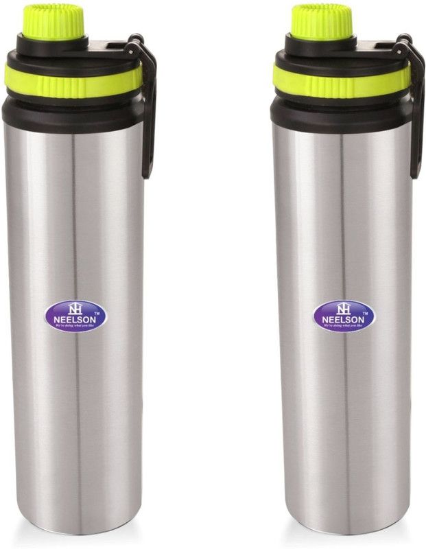Neelson Stainless Steel Fridge bottle for Office School Home Kid 900 ml Bottle  (Pack of 3, Steel/Chrome, Steel)