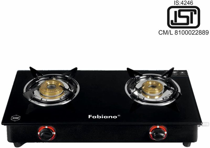 Fabiano byFabiano 2 Burner Gas Stove ISI Certified, With Brass Burners LPG To PNG Convertible Glass Manual Gas Stove  (2 Burners)