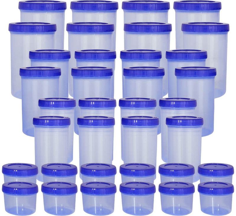 Bel Casa Plastic Grocery Container - 1000 ml, 300 ml, 730 ml, 1400 ml  (Pack of 36, Blue)