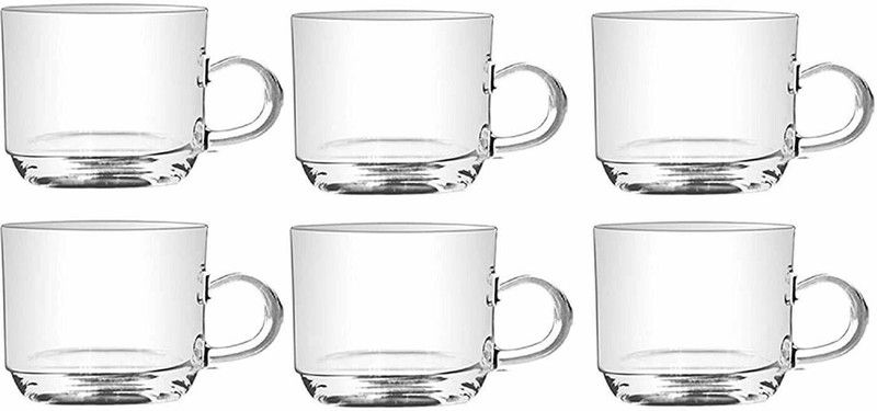 MOOZICO Pack of 6 Glass Glass New Design Tea & Coffee Cup set Deli Piece  (Clear, Cup Set)