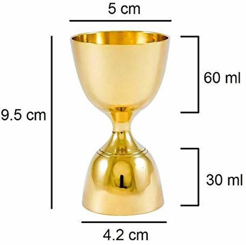 Siyaraam Home Appliances 30 x 60 Ml Peg Measure Brass Jigger Vodka Drink Liquor Glass 1 - Piece Bar Set 1 - Piece Bar Set  (Brass)