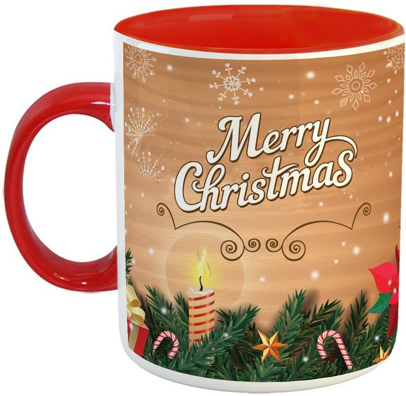 Furnish Fantasy Christmas Ceramic Coffee - Best Gift for Christmas - Color - Red (1014) Ceramic Coffee Mug  (350 ml)