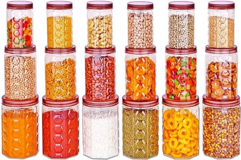 ND ENTERPRISE - 1200 ml, 350 ml, 250 ml Plastic Grocery Container  (Pack of 18, Maroon)