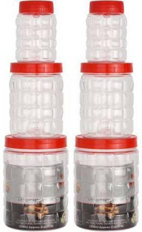 FIREFORK Plastic Grocery Container - 1200 ml, 650 ml, 300 ml  (Pack of 9, Red)