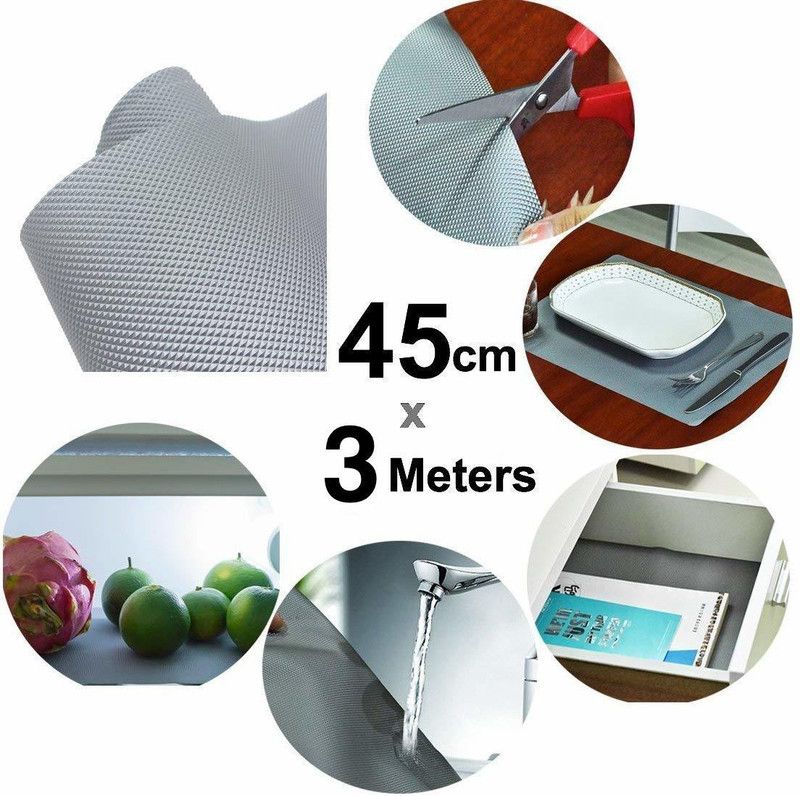 KitchExpo Plastic Drawer Mat  (Grey, Medium)