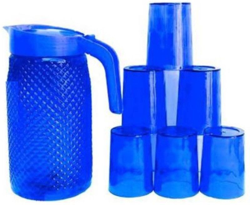 Omiro 1.5 ltr plastic jug with 6 plastic unbreakable glass Jug Glass Set  (Plastic)