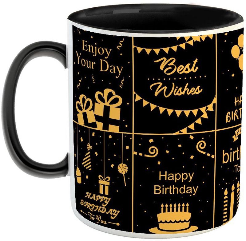 FABTODAY Happy Birthday to you Coffee - Best Gift for Birthday - Color - Black (0333) Ceramic Coffee Mug  (350 ml)