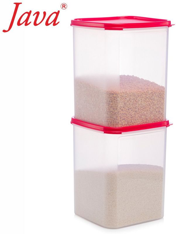 JAVA Plastic Grocery Container - 5.5 L  (Pack of 2, Red)