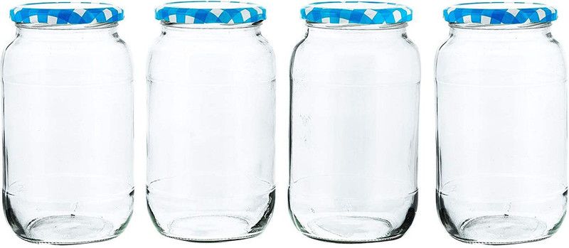 ACHAK Glass Grocery Container - 1000 ml  (Pack of 4, Clear)
