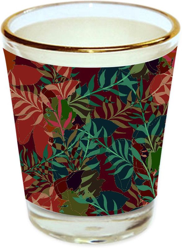 Sri Sai Shopping vodka shot glass multicolor floral design with golden rim for home and bar accessories 40ml (style-10299) Glass Shot Glass  (40 ml, Glass, Multicolor)
