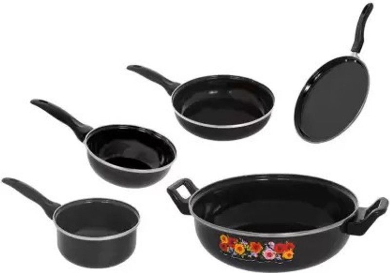 Maharajee Cookware (set of 5 pcs , Aluminium) Induction Bottom Non-Stick Coated Cookware Set  (Aluminium, 5 - Piece)