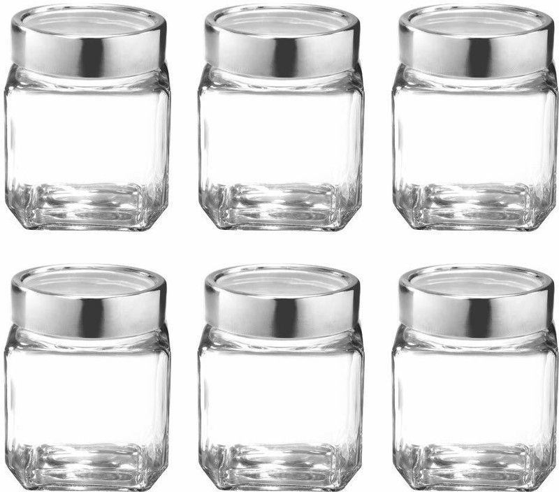 GLASSBAR - 580 ml Glass Tea Coffee & Sugar Container  (Pack of 6, Clear)