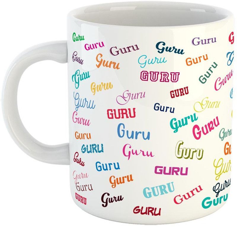Furnish Fantasy Personalised Happy Birthday Ceramic Coffee - Best Birthday Gift for Son, Daughter, Brother, Sister, Gift for Kids, Return Gift - Color - White, Name - Guru Ceramic Coffee Mug  (350 ml)