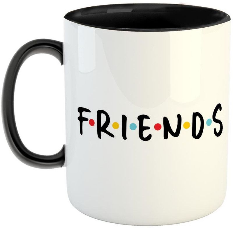 Furnish Fantasy Friends Ceramic Coffee - Best Gift for Friends / Friendship Day Gift - Color - Black (0639) Ceramic Coffee Mug  (350 ml)