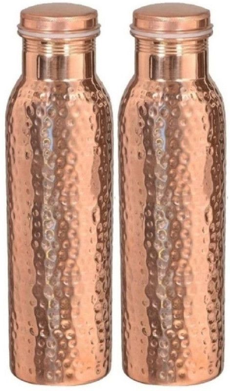 Dinine Craft Copper Fridge Water Bottle 1000 ml Bottle  (Pack of 2, Brown, Copper)