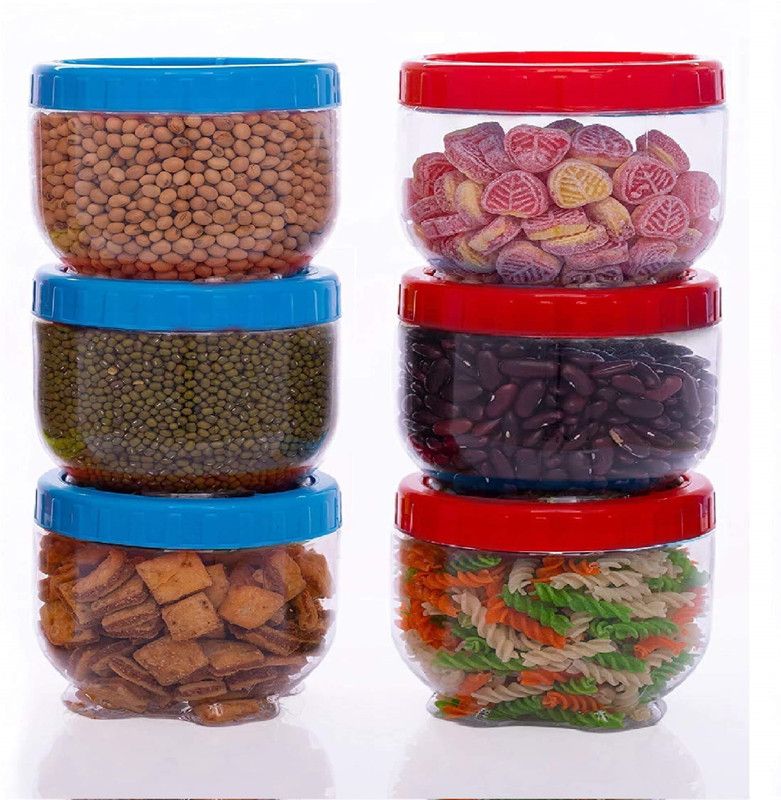 VOLIS Plastic Grocery Container - 600 ml  (Pack of 6, Blue, Red)