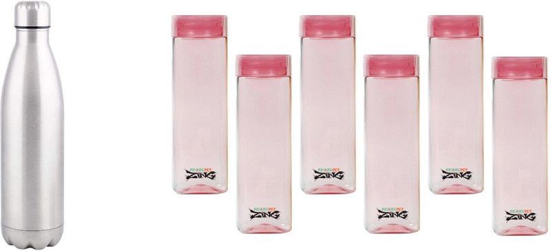 R.sons PROCASA. COLA C30 Stainless Steel Water Bottle, 1000ML, Set of 2 1000 ml Bottle  (Pack of 7, Silver, Pink, Plastic)