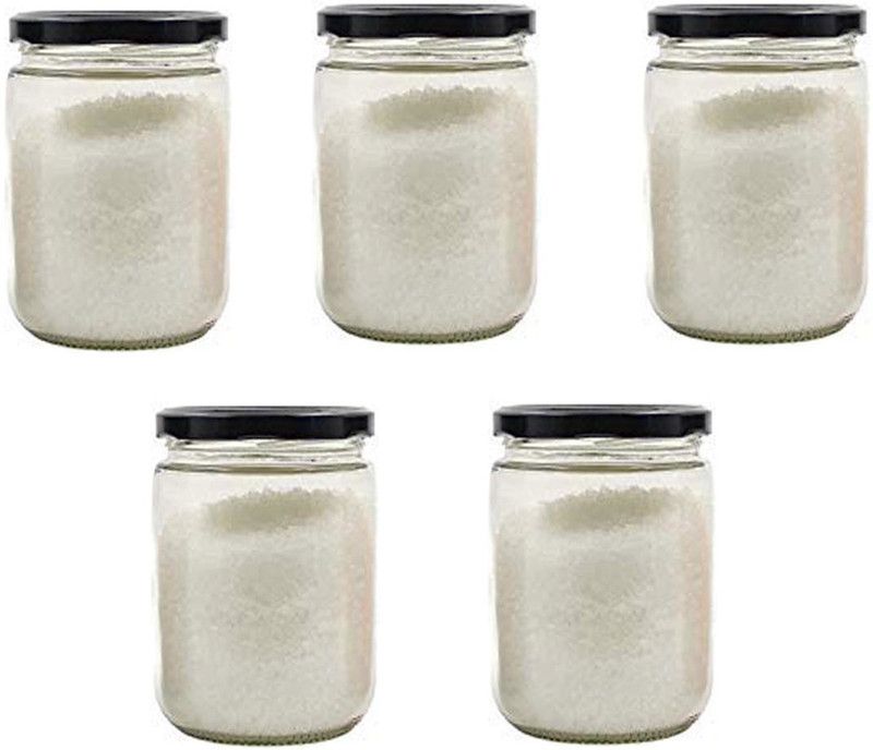 1st Time Glass Milk Container - 520 ml  (Pack of 5, Clear, White)