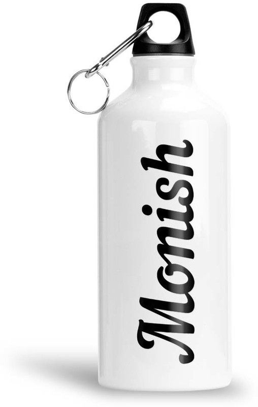 Furnish Fantasy Aluminium Water Bottle 750ml - Best Gift for Happy Birthday, Return Gift, Monish 750 ml Bottle  (Pack of 1, White, Black, Aluminium)