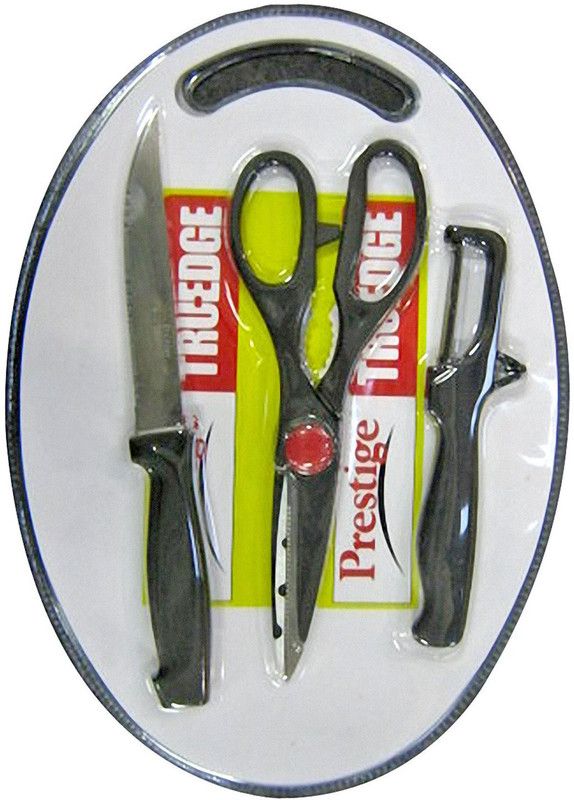 Prestige 4 Steel Knife Set Tru-Edge Kitchen 3-Pieces Knife Set with Cutting Board