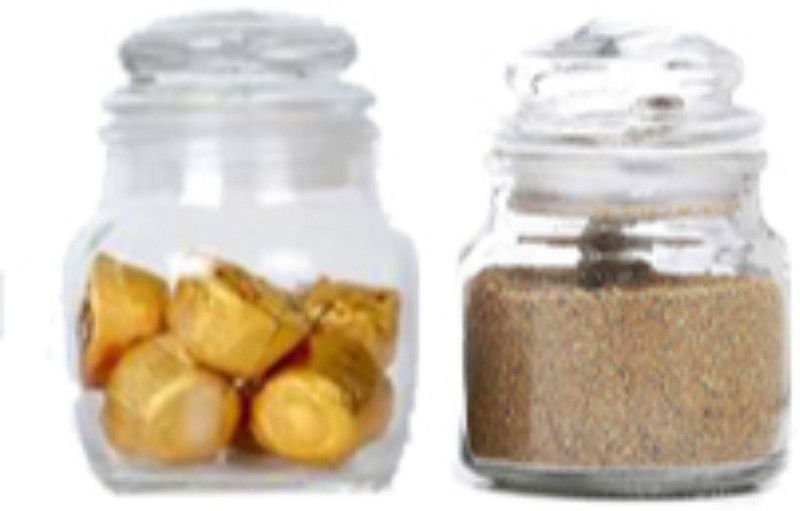 GTR Spice Jar, Glass Container, with Air Tight Lid, 100 ML (Pack of 2, Clear) - 100 ml Glass Grocery Container  (Pack of 2, Clear)