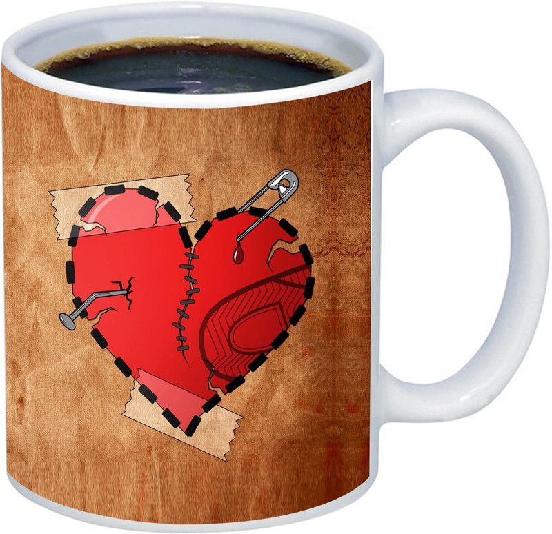 ADITI Designs Pyar 1 dokha hai. Heart broken theme Ceramic Coffee Mug  (350 ml)