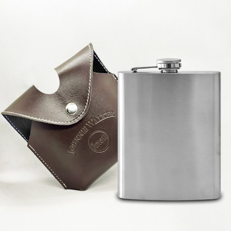 JMALL ™Brown JW Cover With HP- 1111 Silver Hip Flask Pocket Liquor Bottle Or Wine Whiskey Alcohol Drinks Holder Hip Flask Gift For Men Women Stainless Steel Hip Flask (207ml Stainless Steel Hip Flask  (207 ml)