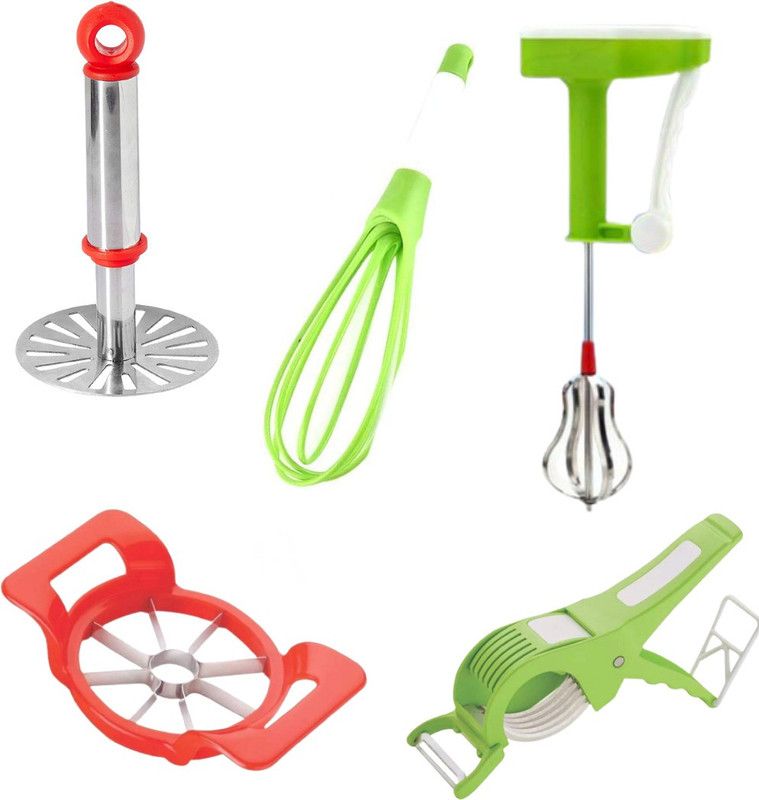 pSmart Kitchen Tool Combo Set 2 in 1 vegetables Cutter Whisk,Masher (Stainless Steel),Apple Cutter,,Hand Blender Multicolor Kitchen Tool Set  (Multicolor, Cutter, Masher, Cutter, Blender)