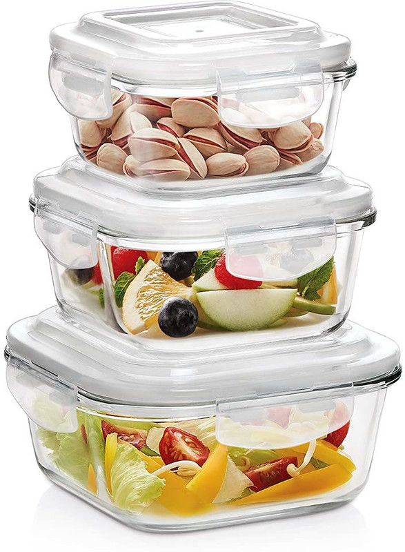 BOROSIL Glass Grocery Container - 320 ml, 520 ml, 800 ml  (Pack of 3, Clear)