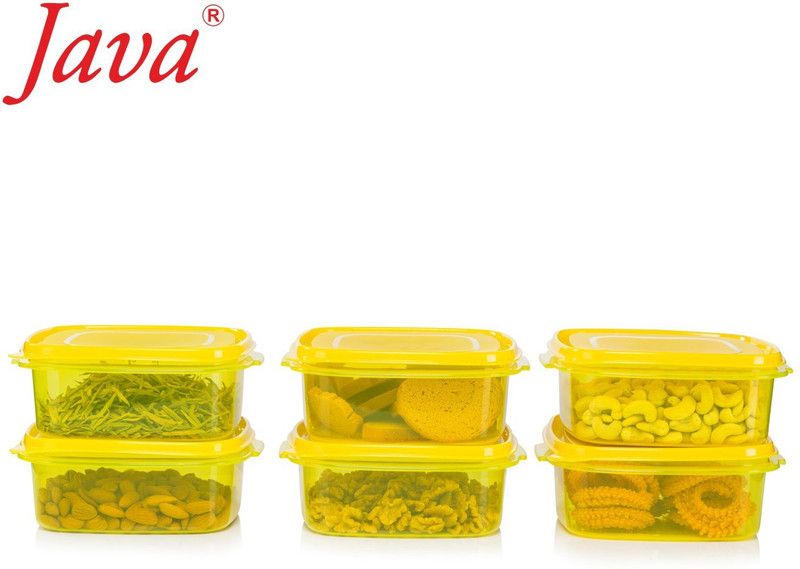 JAVA Plastic Cookie Jar - 1.4 L  (Pack of 6, Yellow)