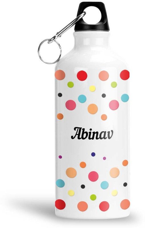 Furnish Fantasy Colorful Dots Aluminium Bottle - Best Happy Birthday Gift for Kids, Abinav 600 ml Flask  (Pack of 1, Multicolor, Aluminium)