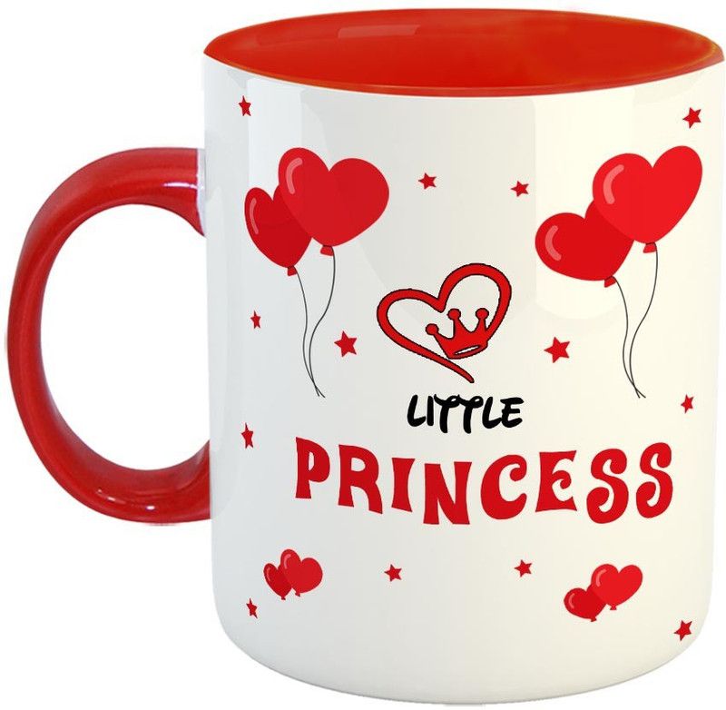 FABTODAY Little Princess Coffee - Best Gift for Princess on Birthday - Color - Red Ceramic Coffee Mug  (350 ml)
