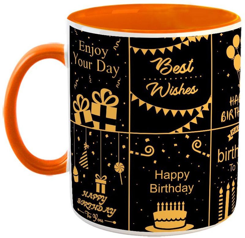 FABTODAY Happy Birthday to you Coffee - Best Gift for Birthday - Color - Orange (0333) Ceramic Coffee Mug  (350 ml)