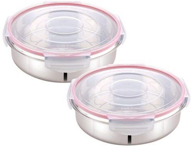 MAA BHAWANI PLAST 2 PCS. 750 ML STEEL AIR TIGHT CONTAINER - 750 ml Steel Utility Container  (Pack of 2, Multicolor)