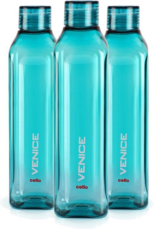 cello Venice Bottle, Set of 3 1000 ml Bottle  (Pack of 3, Green, Plastic)