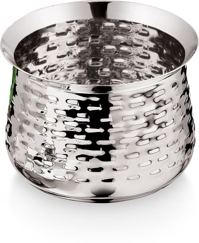 MUKTI STEEL Checkers Curry & Rice Pot Handi 3.5 L with Lid  (Stainless Steel)