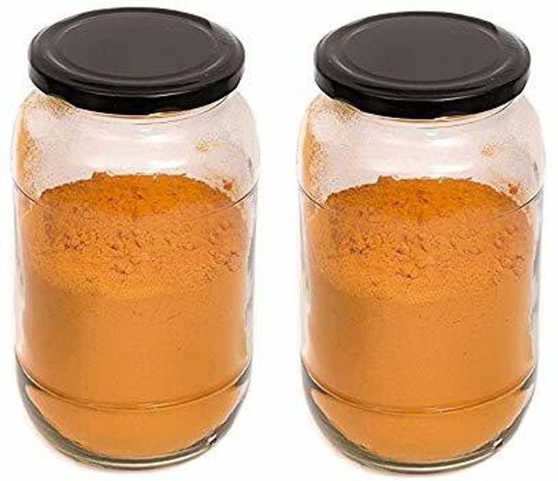Sv Enterprise Glass Grocery Container - 1000 ml  (Pack of 2, Clear)