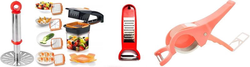 R.sons Stainless Steel Potato & Vegetable Masher | Pav Bhaji Masher 1 fruit chopper 1 peeler and grater 1 peeler and cutter Kitchen Tool Set  (Chopper, Masher, Peeler)