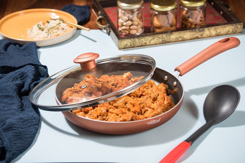dePRISM Sapphire Nonstick FRY PAN, with induction - Bronze Fry Pan 28 cm diameter with Lid 1 L capacity  (Aluminium, Non-stick, Induction Bottom)