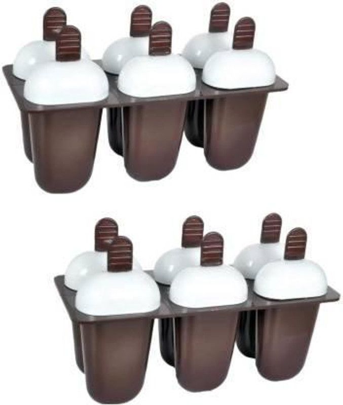 VERPHX Reusable Popsicle Molds Ice Pop Makers Ice Pop Molds Kulfi Maker Mould, Candy Maker Plastic Popsicle Mold, Kids Ice Cream Tray Holder Brown, White Plastic Ice Cube Tray  (Pack of2)