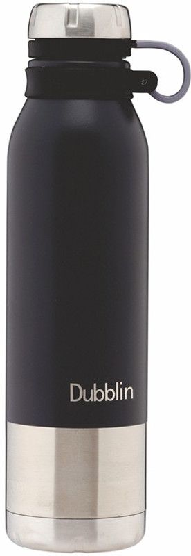 DUBBLIN Double Wall Vacuum Insulated Water Bottle, Keeps Hot 12 Hrs, Cold 24 Hrs 1000 ml Bottle  (Pack of 1, Black, Steel)
